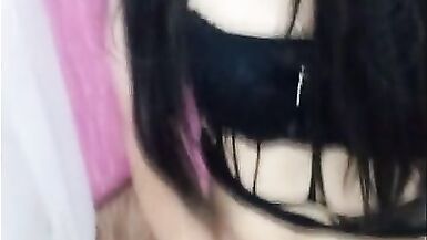 Crossdresser wearing mesh plays with her ass and masturbate - 8 image