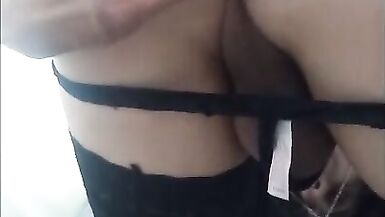 Latin crossdresser dances wearing lingerie, plays with dildo - 11 image