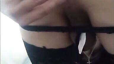 Latin crossdresser dances wearing lingerie, plays with dildo - 7 image