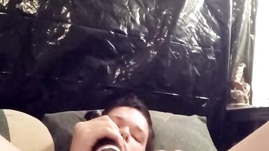 Jerking off and filling my hole with my big clear cock - 13 image