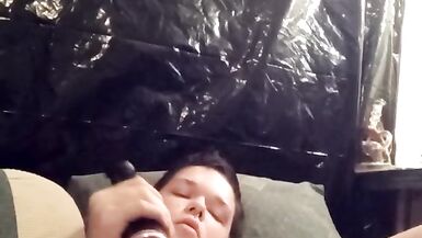 Jerking off and filling my hole with my big clear cock - 14 image