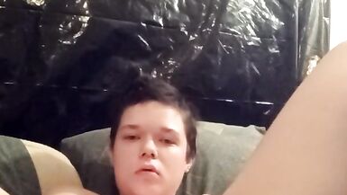 Jerking off and filling my hole with my big clear cock - 2 image