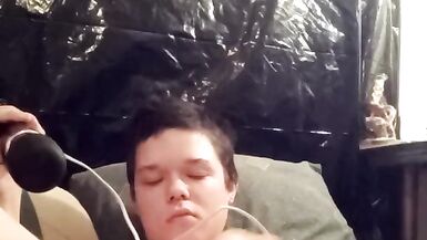 Jerking off and filling my hole with my big clear cock - 9 image