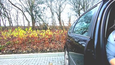 kelly cd having a horny carpark wank grey velvet dress - 1 image