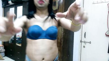 Beautiful sissy crossdresser femboy in a denim bikini. - 7 image