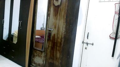 Sissy crossdresser femboy in pink satin lingerie & purple pantie. - 6 image