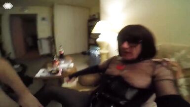 Two guys licking shemale feet and suck her cock - 15 image