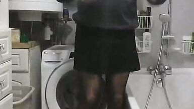 patty crossdresser black pantyhose at xmas - 2 image