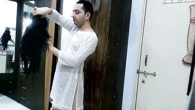 Beautiful inexperienced crossdresser femboy in a white sheer traditional wear. - 13 image