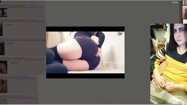 Straight guy jacks off to some trans and femboys vids making a mess on his desktop and shorts - 8 image