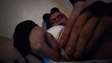 Diapered Minnie has fun before bed - 1 image