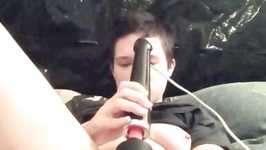 Fucking myself with my two tone cock pt2