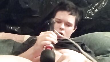 Fucking myself with my two tone cock pt2