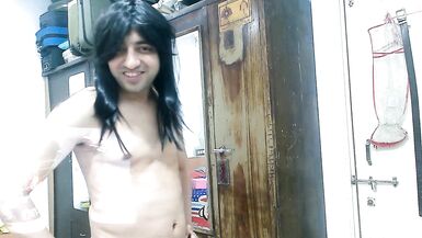 Sissy crossdresser femboy in black lingerie with sexy sheer designer pantie inside it. - 14 image