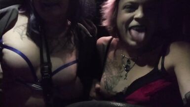 Amateur Goth Transbian PUBLIC Makeout & Head + Bonus Fuk Vid - 2 image