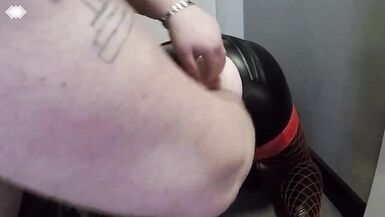 Long dirty anal party with fingers and dildo for mature shemale in latex - 13 image