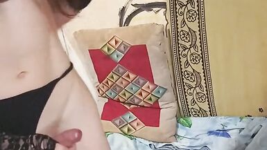 Ingrid is jerking her sweet cock and cumming - 10 image