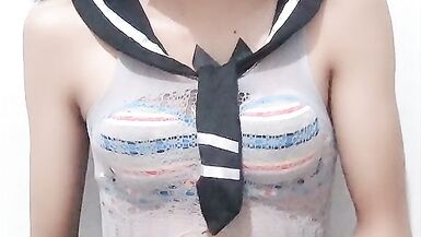 Asian Shemale Quick Cum Before School