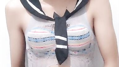 Asian Shemale Quick Cum Before School - 4 image