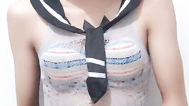 Asian Shemale Quick Cum Before School - 5 image