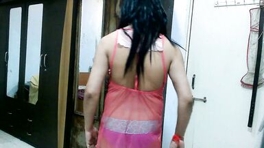 Inexperienced crossdresser femboy in designer peach pink lingerie & pantie. - 2 image