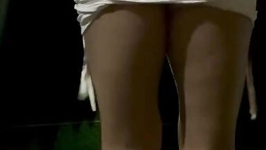 Wild slutty public tease super thin juniors dance cheer shorts tight slutty sissy transgirl