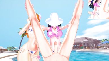 One Piece - Futas Nami and Robin summer vacation | Male taker POV - 5 image