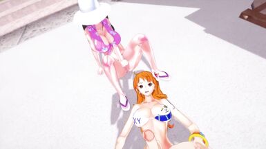 One Piece - Futas Nami and Robin summer vacation | Male taker POV - 6 image