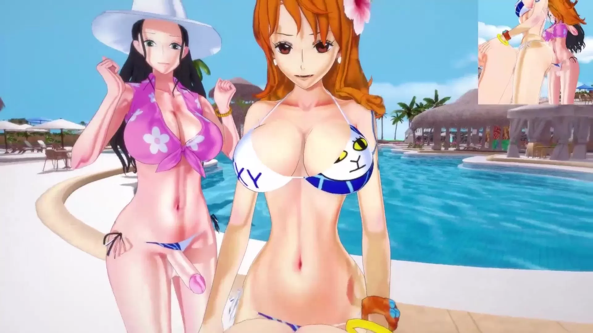 One Piece - Futas Nami and Robin summer vacation | Male taker POV watch  online