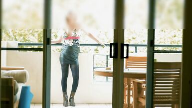 Sexy CD Tawny flashes satin panties on hotel balcony. Part 1 - 15 image