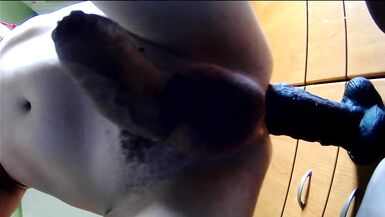 Trying my new monster cock. Big black dildo dick inside me!! - 12 image
