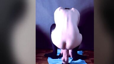 Sexy cheerleader femboy riding huge dildo balls deep (short version) - 7 image