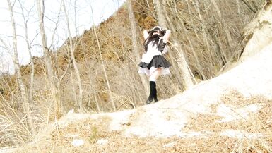 Cute Maid perverted transgender ejaculating & peeing in the depths of a decaying mountain - 10 image