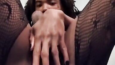 Sissy Ladyboy Licks Own Cum - 10 image