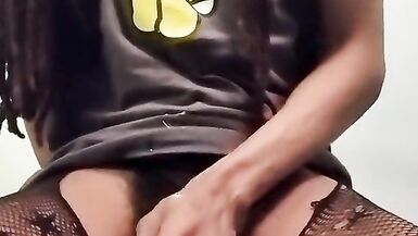 Sissy Ladyboy Licks Own Cum - 15 image