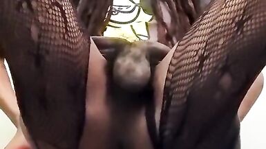 Sissy Ladyboy Licks Own Cum - 2 image