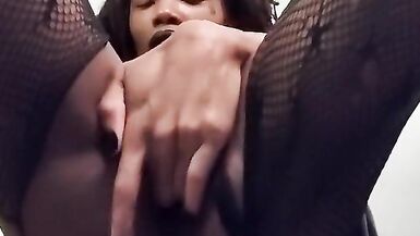 Sissy Ladyboy Licks Own Cum - 9 image