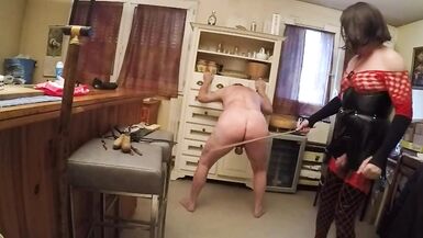 Painfull whipping by french shemale dominatrix - 14 image