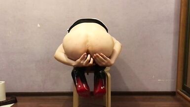 Office Sissy Pleasures Dick with her Throat and Ass - 14 image