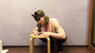 Office Sissy Pleasures Dick with her Throat and Ass - 4 image