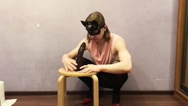 Office Sissy Pleasures Dick with her Throat and Ass - 6 image