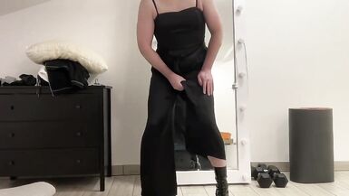 Satin silk jumpsuit and blazer jacket on sissy tranny slut - 12 image
