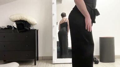 Satin silk jumpsuit and blazer jacket on sissy tranny slut - 9 image