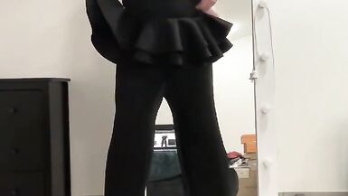 Evening ruffle jumpsuit on tranny sissy boy ready for night - 11 image