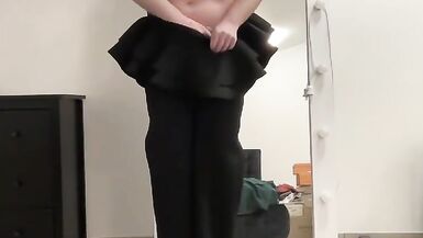Evening ruffle jumpsuit on tranny sissy boy ready for night - 12 image