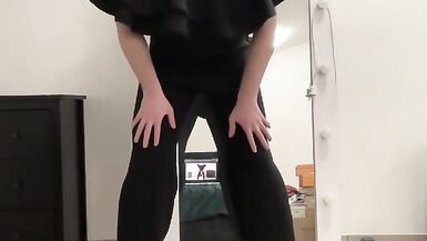 Evening ruffle jumpsuit on tranny sissy boy ready for night - 4 image