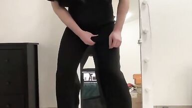 Evening ruffle jumpsuit on tranny sissy boy ready for night - 5 image