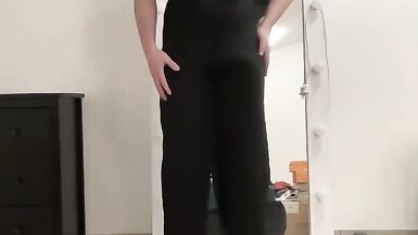 Evening ruffle jumpsuit on tranny sissy boy ready for night - 7 image