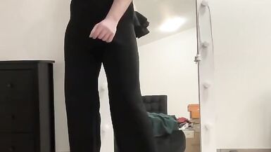 Evening ruffle jumpsuit on tranny sissy boy ready for night