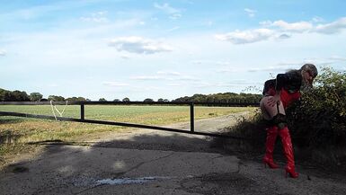 Tgirl Squirting Milk From Her Tranny Ass Outdoors - 1 image